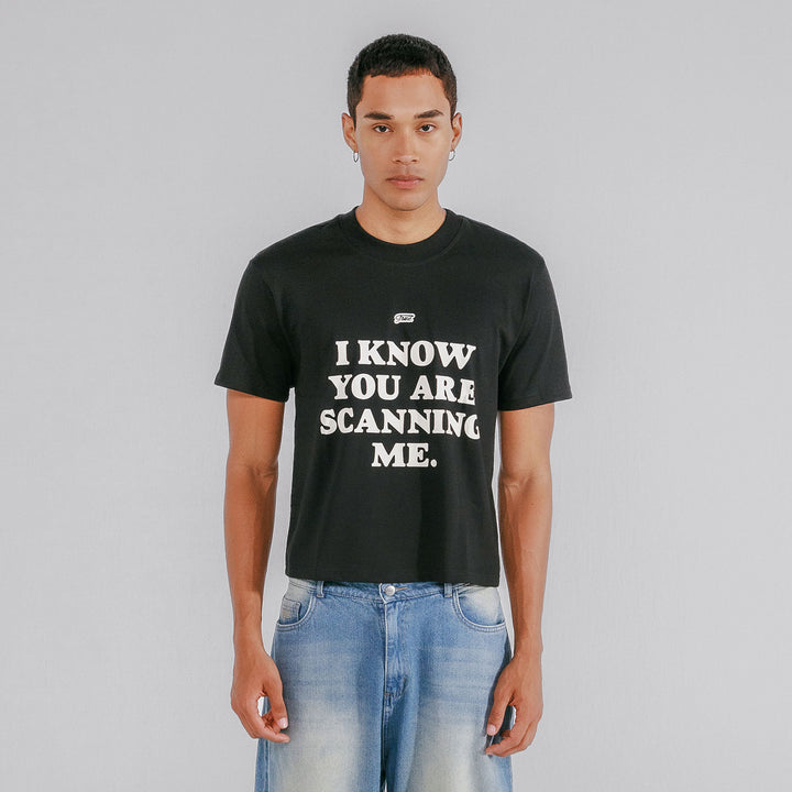 Scanning Cropped Tee - Black