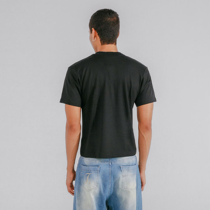 Scanning Cropped Tee - Black