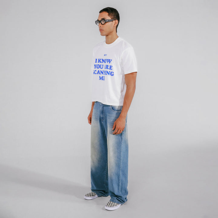 Scanning Cropped Tee - Cream