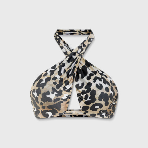 Shadow Leopard Halter Top - Camel