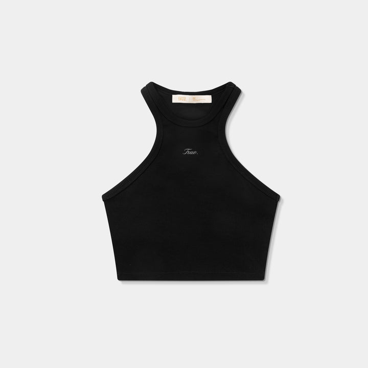 Signature Ribbed Crop Tank - Black