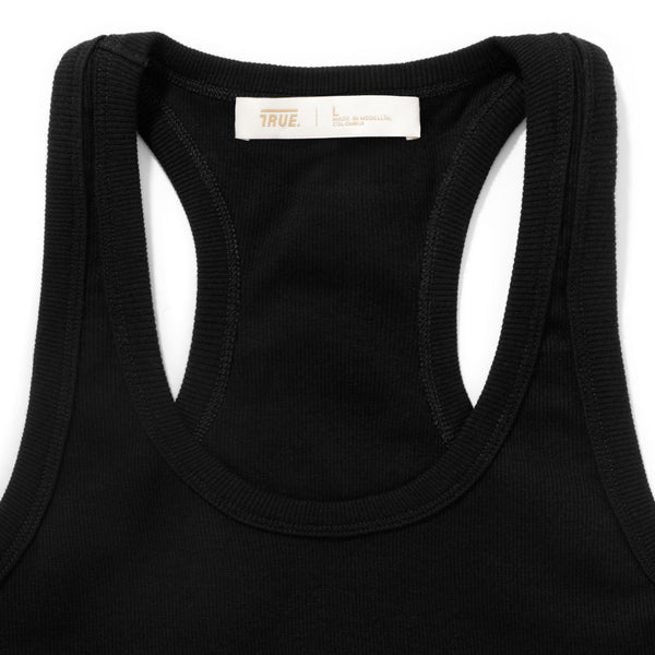 Signature Ribbed Tank Top - Black