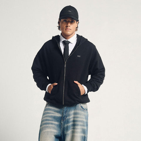 Classic Zipper Hoodie - Black