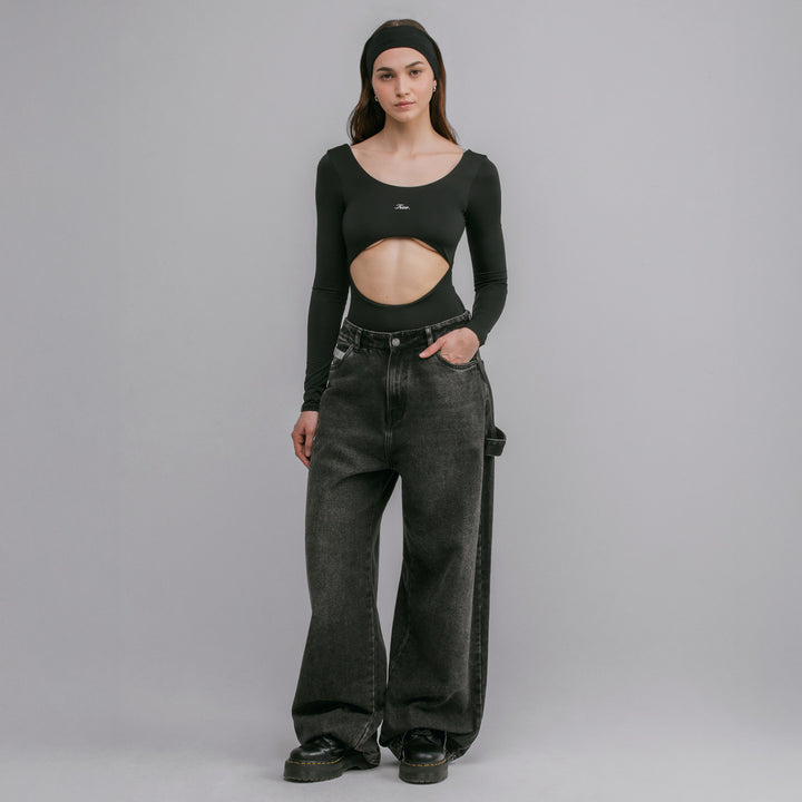 Signature Cut-Out LS Bodysuit - Black
