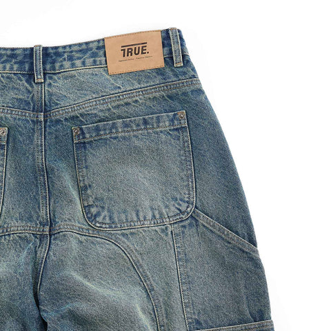 Slashed Denim Jorts - Blue