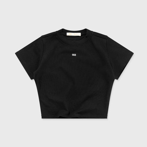 Slim Ribbed Fitted Tee - Black
