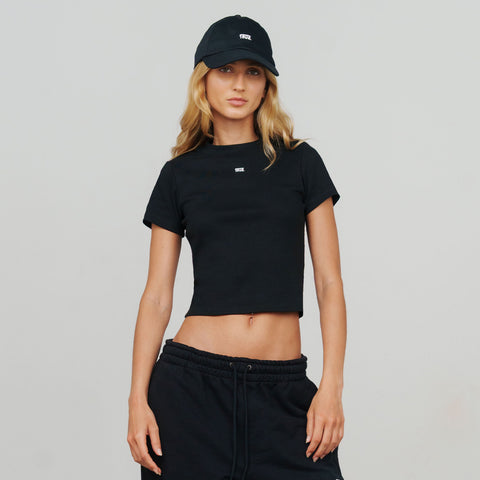 Slim Ribbed Fit Tee - Black