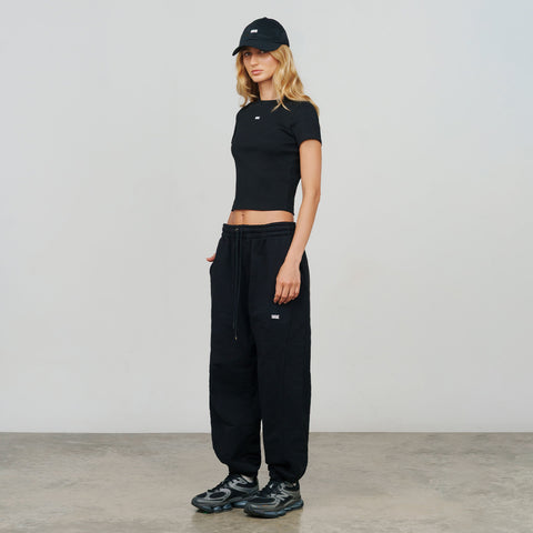 Slim Ribbed Fit Tee - Black