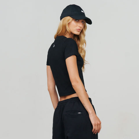 Slim Ribbed Fit Tee - Black