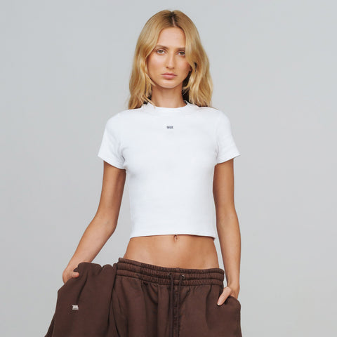 Slim Ribbed Fitted Tee - Black