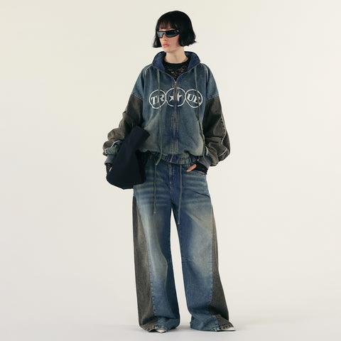 Spirit High-Neck Denim Jacket - Light Blue