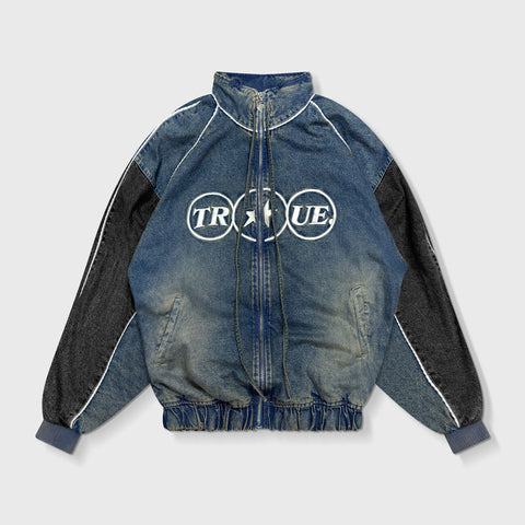 Spirit High-Neck Denim Jacket - Light Blue