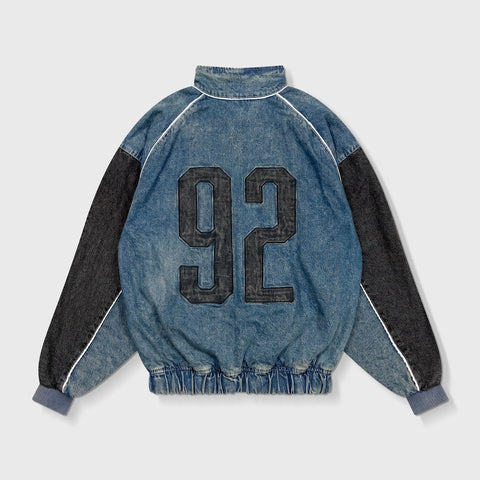 Spirit High-Neck Denim Jacket - Light Blue