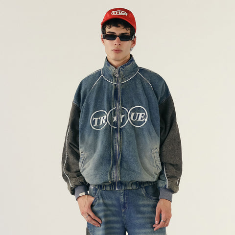 Spirit High-Neck Denim Jacket - Light Blue