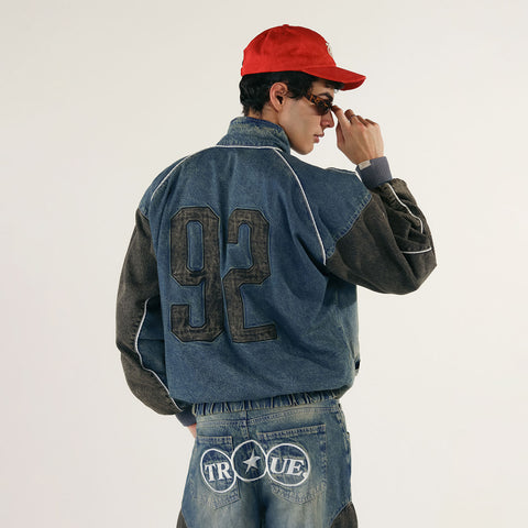 Spirit High-Neck Denim Jacket - Light Blue