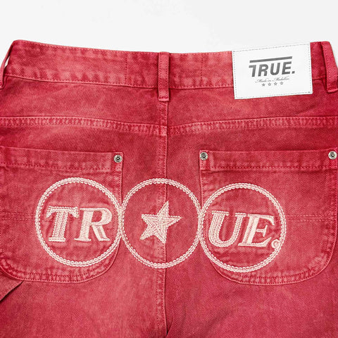 Stars Dirty-Wash Pants - Cherry