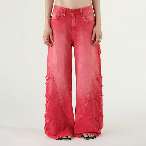 Stars Dirty-Wash Pants - Cherry