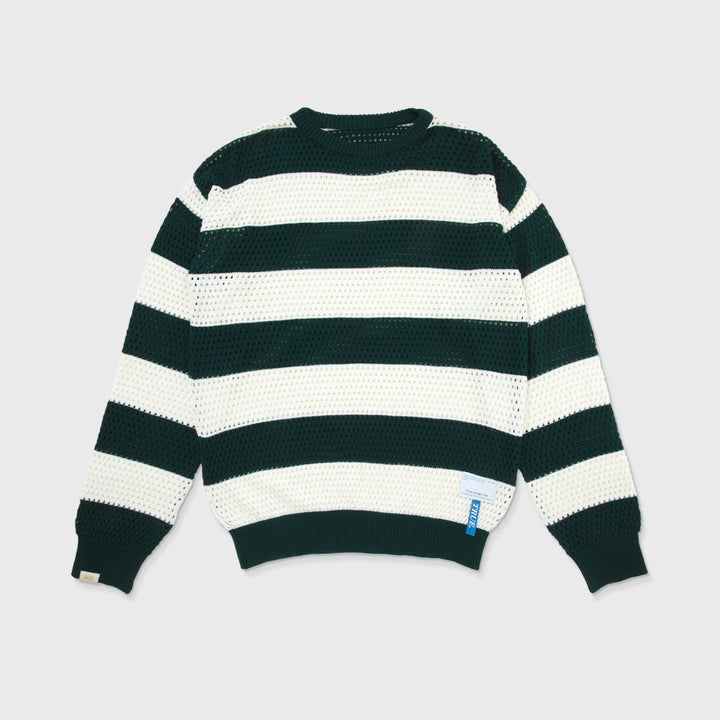 Striped Knit Pullover - Pine Green