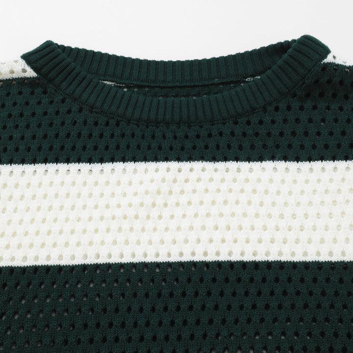 Striped Knit Pullover - Pine Green