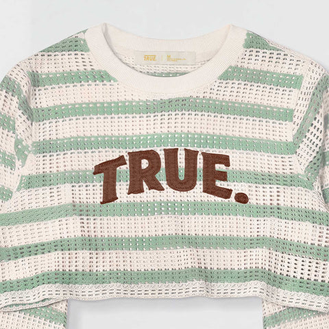 Texture Wide Sleeve Crop Top - Cream