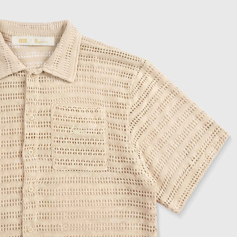 Textured Boxy Shirt - Camel