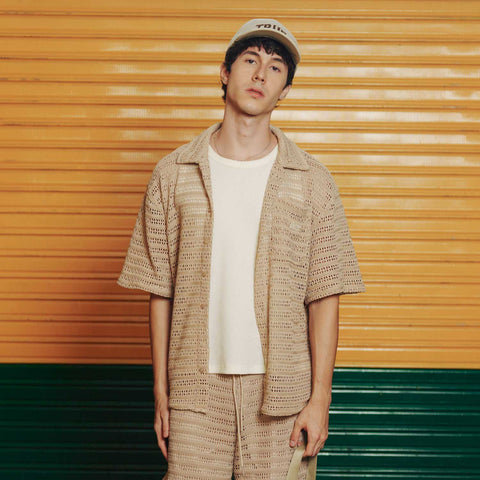 Textured Boxy Shirt - Camel