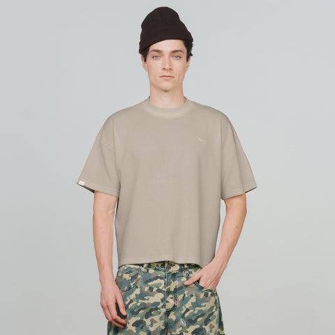 Textured Boxy Tee - Sand