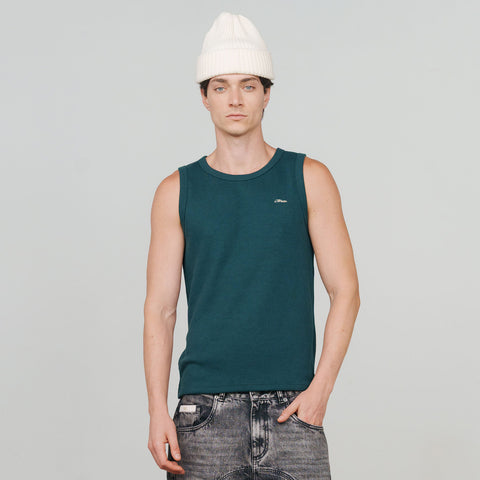 Textured Sleeveless T-Shirt - Pine Green