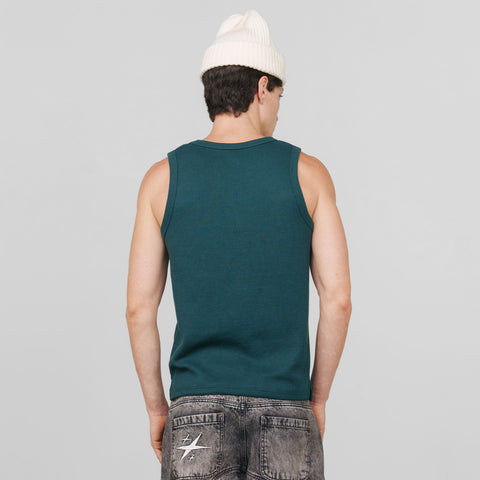 Textured Sleevless T-Shirt - Pine Green