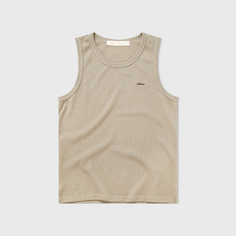 Textured Sleeveless T-Shirt - Sand