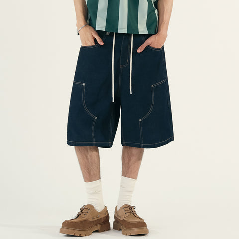 True Double Knee Denim Jorts - Blue