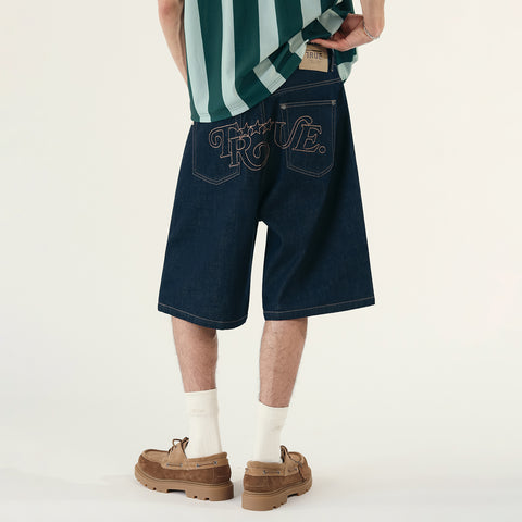 True Double Knee Denim Jorts - Blue