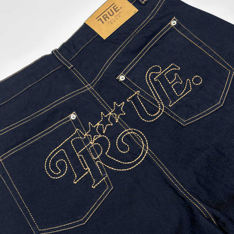 True Double Knee Denim Jorts - Blue