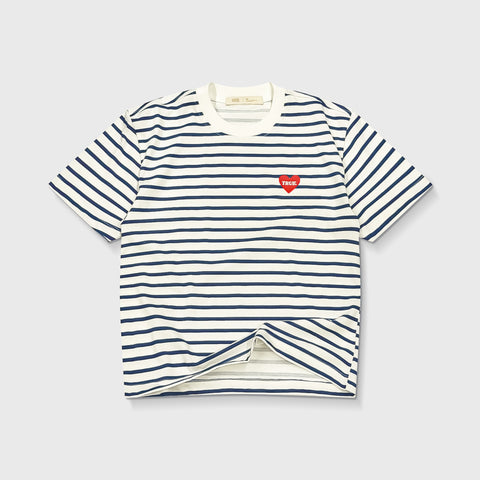 True Heart Striped Boxy T-Shirt - Cream