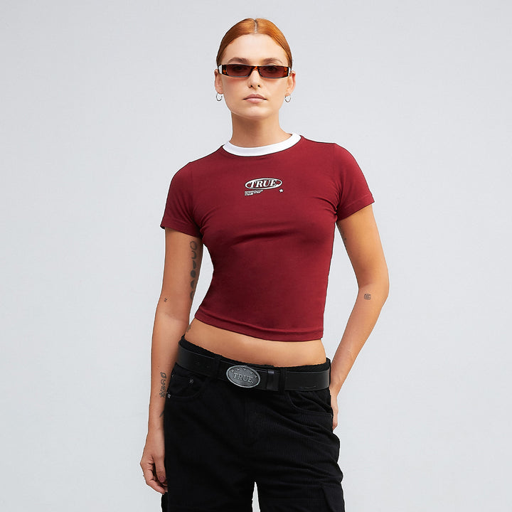 True Lounge Baby Tee - Deep Red