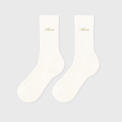 True Ribbed Socks - Cream