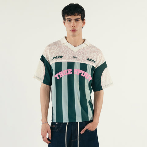 True Spirit Striped Oversized Polo - Green