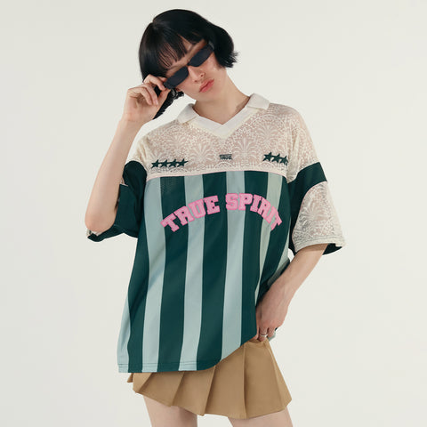 True Spirit Striped Oversized Polo - Green
