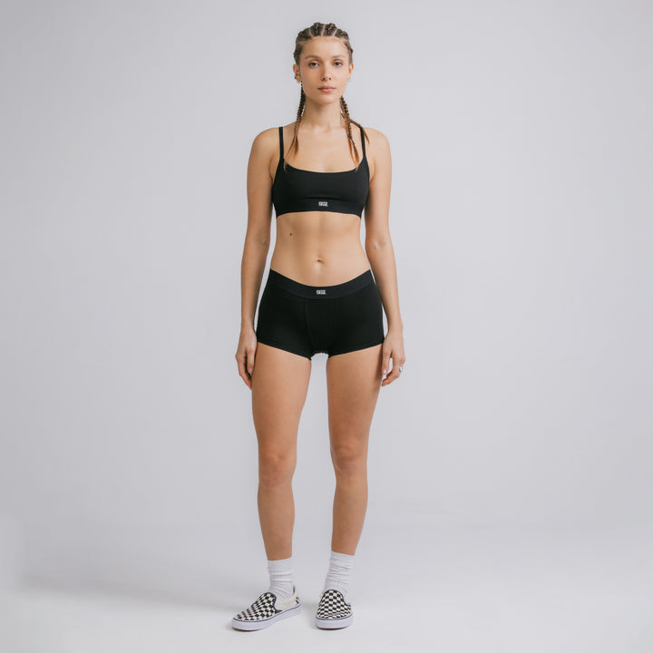 True Cotton Boxer Shorts - Black