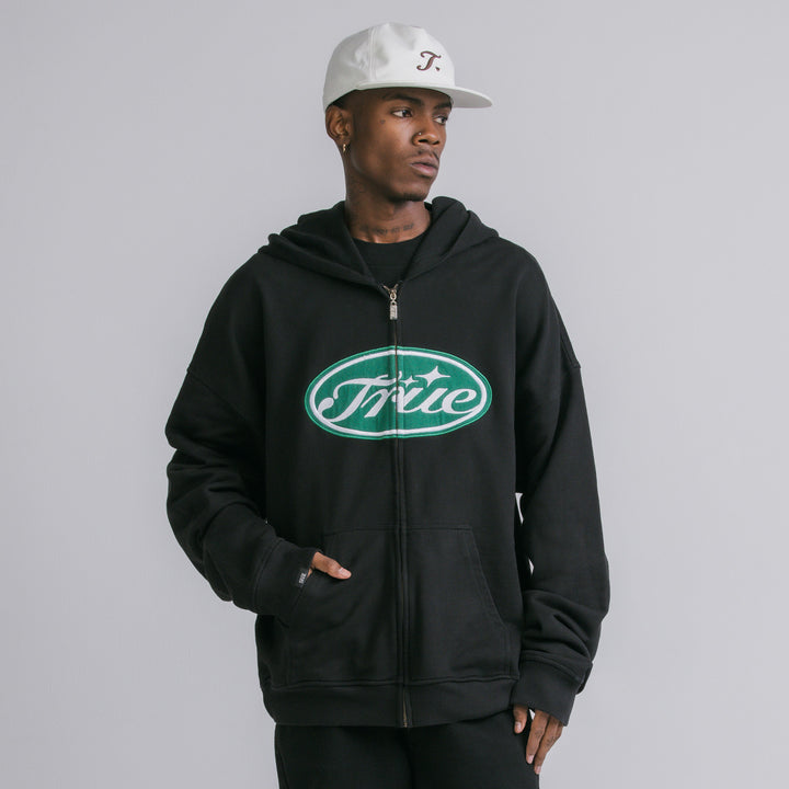 True Stamp Zipper Hoodie - Black