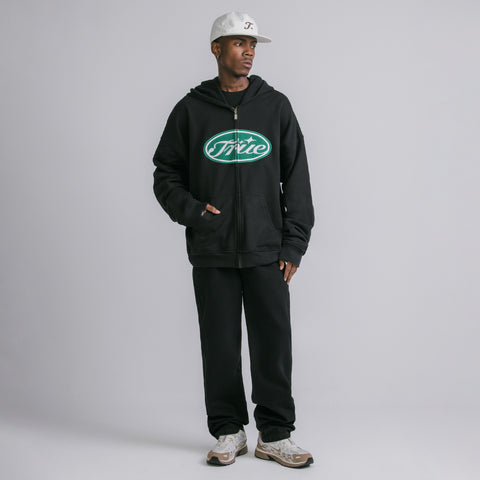 True Stamp Zipper Hoodie - Black