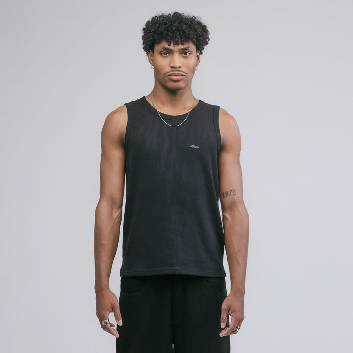 True Texture Sleeveless Tee - Black