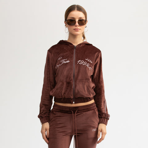 True Velour Track Jacket - Brown