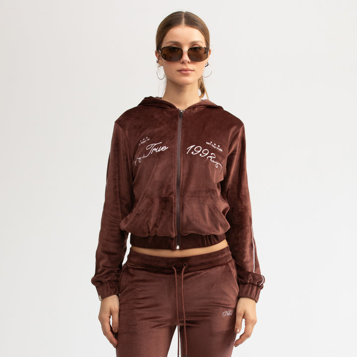 True Velour Track Jacket - Brown