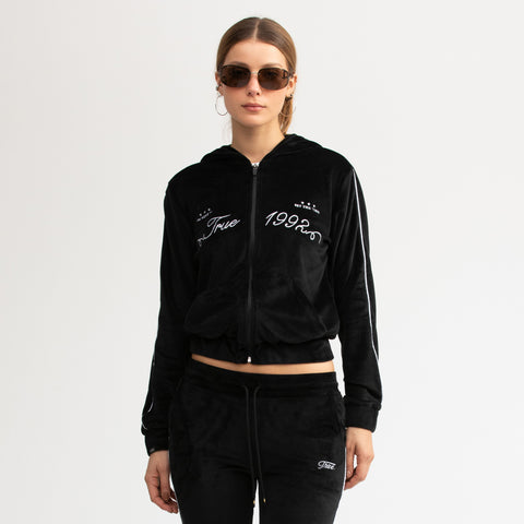 True Velour Track Jacket - Black