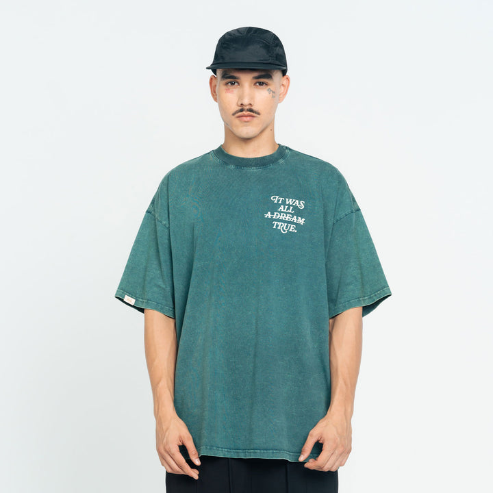 Playera Washed Oversized Dream - Verde