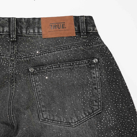 Starry Wide-Leg Jeans - Black