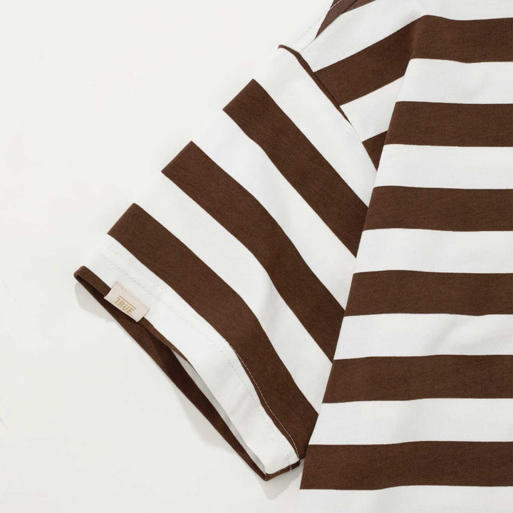 Striped Box-Fit T-Shirt - Brown